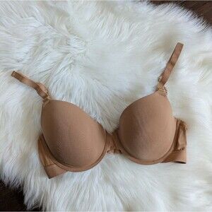 Lively Intimates Tan Nude Beige Comfort Lace T-shirt Bra 36C Sand Brown